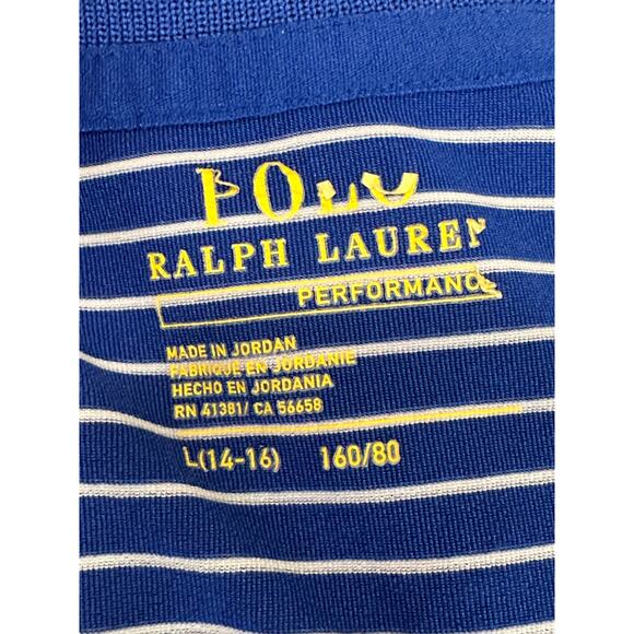 Polo Ralph Lauren kids blue white striped short sleeves polo shirt size L - Picture 3 of 8